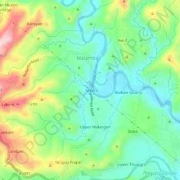 Topografische kaart Salab, hoogte, reliëf