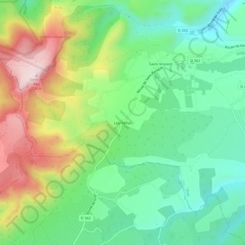 Topografische kaart Les Hellys, hoogte, reliëf