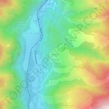 Topografische kaart Prat Naou, hoogte, reliëf