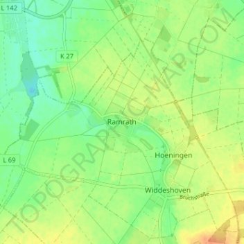 Topografische kaart Ramrath, hoogte, reliëf