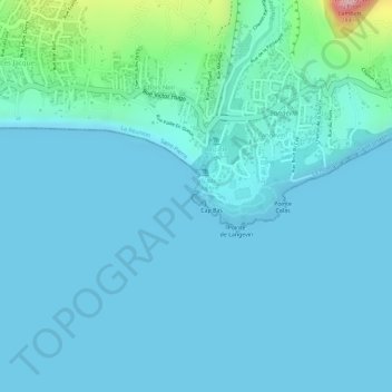 Topografische kaart Cale de Langevin, hoogte, reliëf