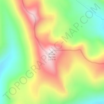 Topografische kaart Mount Barney, hoogte, reliëf