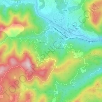 Topografische kaart Carnoules, hoogte, reliëf