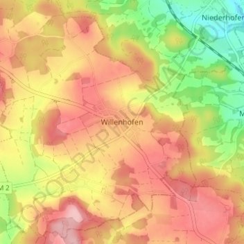 Topografische kaart Willenhofen, hoogte, reliëf