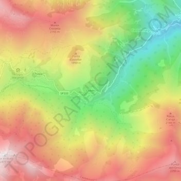 Topografische kaart Chiotti, hoogte, reliëf