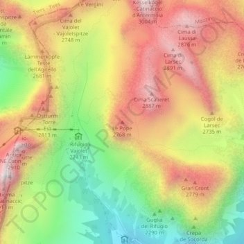 Topografische kaart Le Pope, hoogte, reliëf