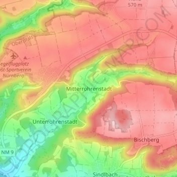 Topografische kaart Mitterrohrenstadt, hoogte, reliëf