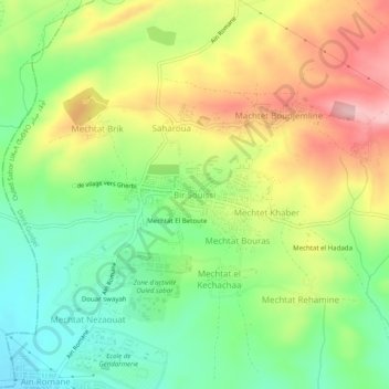 Topografische kaart Bir Souissi, hoogte, reliëf