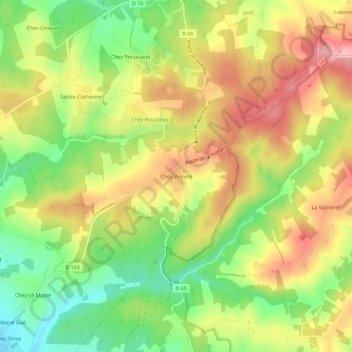 Topografische kaart Chez Vincent, hoogte, reliëf