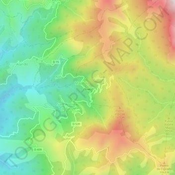 Topografische kaart Saint-Cyprien, hoogte, reliëf