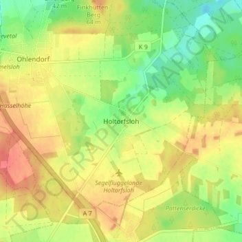 Topografische kaart Holtorfsloh, hoogte, reliëf