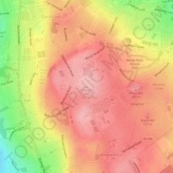 Topografische kaart Sheriff Hill, hoogte, reliëf