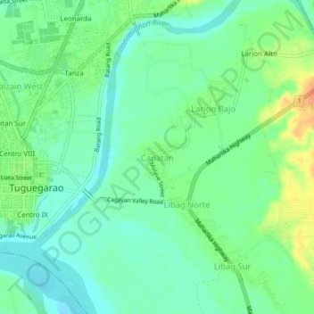 Topografische kaart Capatan, hoogte, reliëf