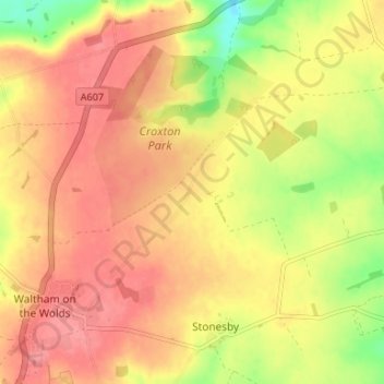 Topografische kaart Bescaby, hoogte, reliëf