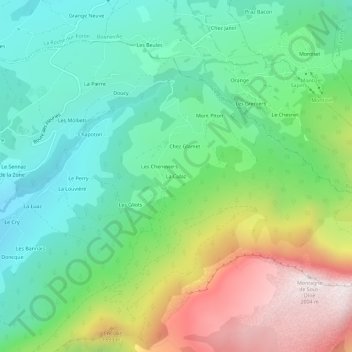 Topografische kaart La Culaz, hoogte, reliëf