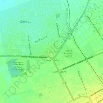 Topografische kaart Guabira, hoogte, reliëf