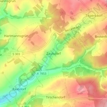 Topografische kaart Zaulsdorf, hoogte, reliëf