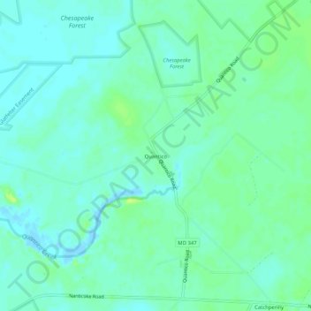 Topografische kaart Quantico, hoogte, reliëf