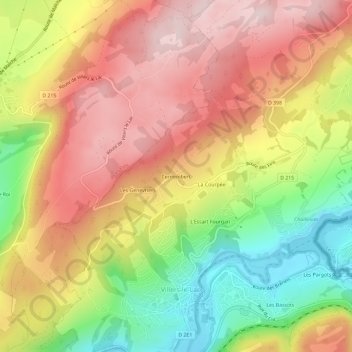 Topografische kaart Cernembert, hoogte, reliëf