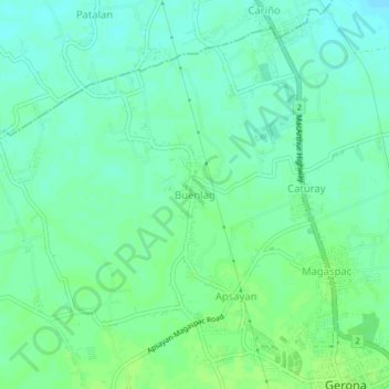 Topografische kaart Buenlag, hoogte, reliëf