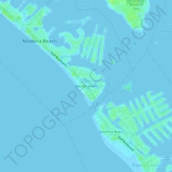 Topografische kaart Mitchell Beach, hoogte, reliëf