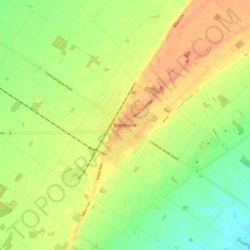 Topografische kaart Blenheim, hoogte, reliëf