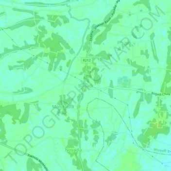 Topografische kaart Bogadi, hoogte, reliëf