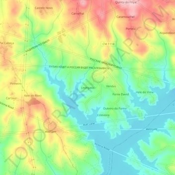 Topografische kaart Levegada, hoogte, reliëf