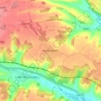 Topografische kaart Hyde Heath, hoogte, reliëf