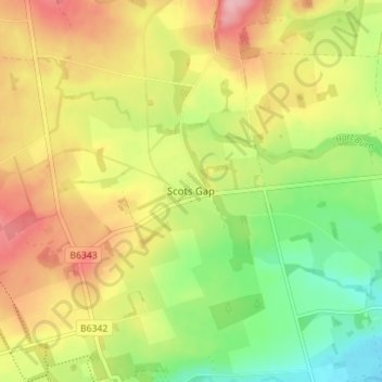 Topografische kaart Scots Gap, hoogte, reliëf