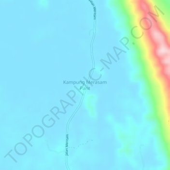 Topografische kaart Kampung Merasam Parit, hoogte, reliëf