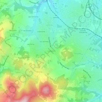Topografische kaart La Rivoire, hoogte, reliëf