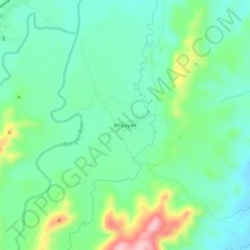 Topografische kaart Binyayan, hoogte, reliëf