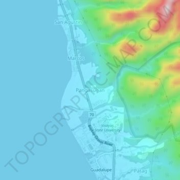 Topografische kaart Pangasugan, hoogte, reliëf