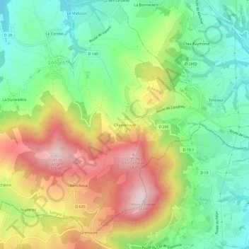 Topografische kaart Chassenoud, hoogte, reliëf
