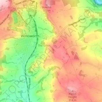 Topografische kaart Breamfield, hoogte, reliëf