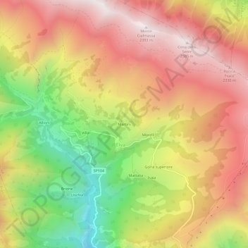 Topografische kaart Martini, hoogte, reliëf