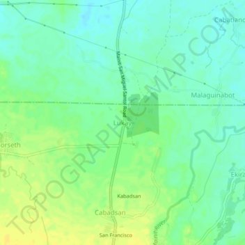 Topografische kaart Lukay, hoogte, reliëf
