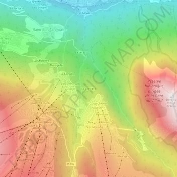 Topografische kaart La Corbière, hoogte, reliëf