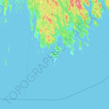Topografische kaart Cape Sable Island, hoogte, reliëf