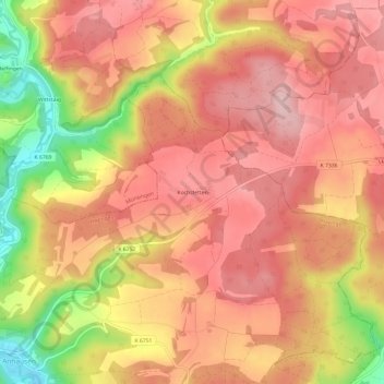 Topografische kaart Kochstetten, hoogte, reliëf
