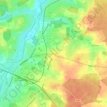 Topografische kaart Le Gravier, hoogte, reliëf