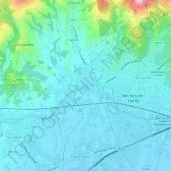 Topografische kaart Margine Coperta, hoogte, reliëf