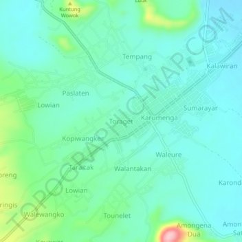 Topografische kaart Toraget, hoogte, reliëf