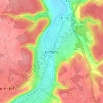 Topografische kaart Gravigny, hoogte, reliëf