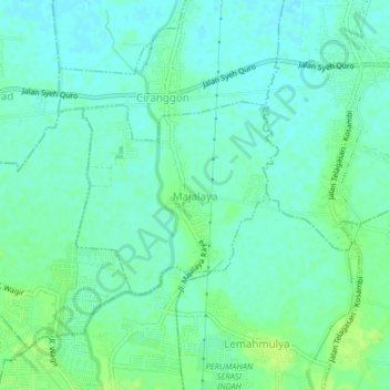 Topografische kaart Majalaya, hoogte, reliëf