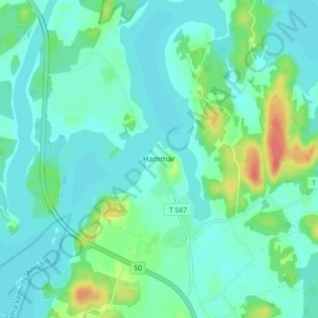 Topografische kaart Hammar, hoogte, reliëf