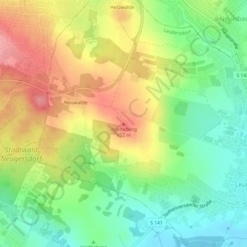 Topografische kaart Wacheberg, hoogte, reliëf