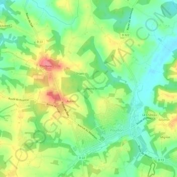 Topografische kaart Solferino, hoogte, reliëf