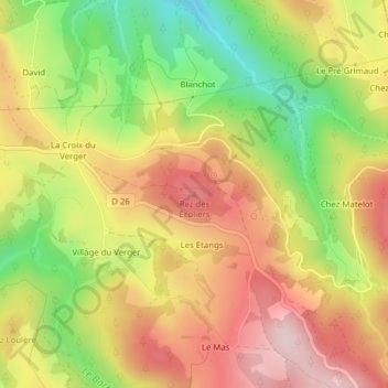 Topografische kaart Rez des Écoliers, hoogte, reliëf